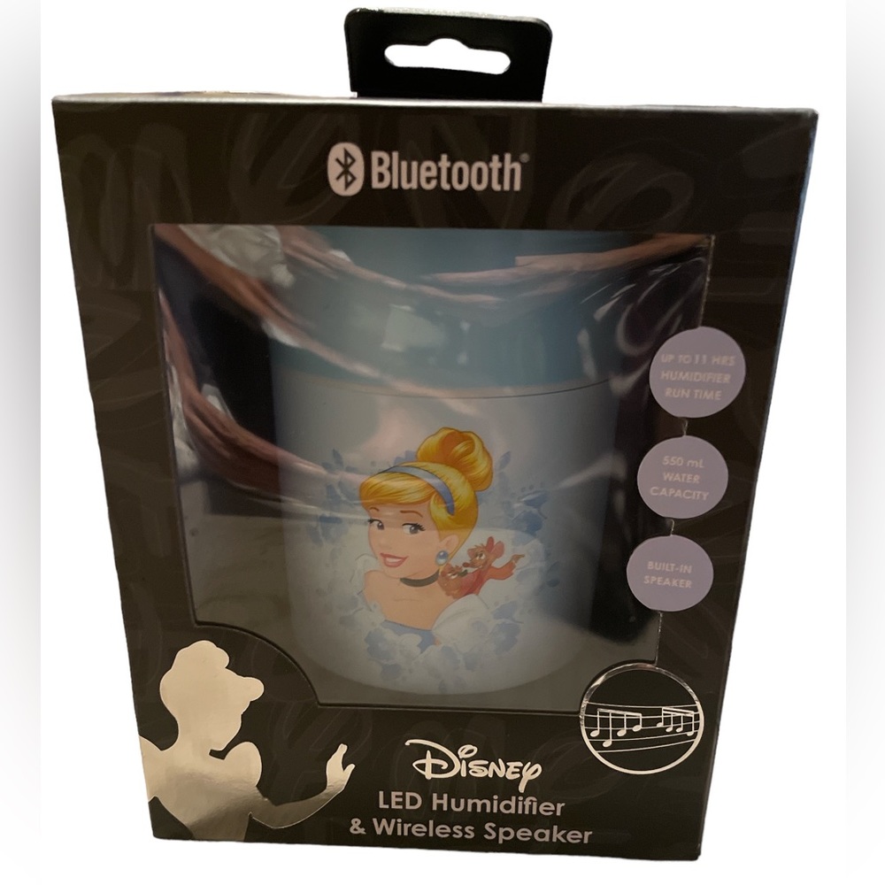 Disney Princess Cinderella Bluetooth LED Humidifier and Wireless Speaker NIB